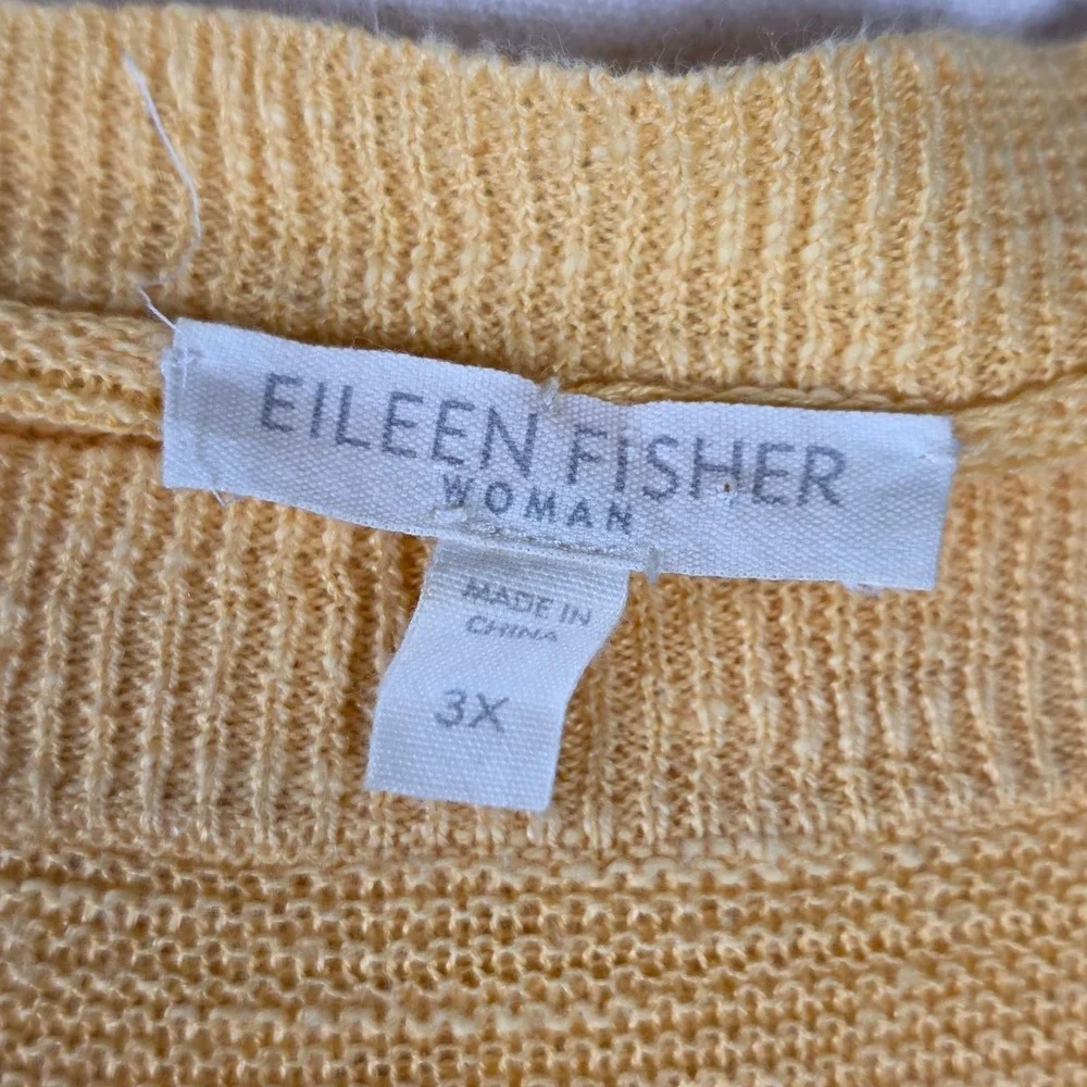 Eileen Fisher Linen Sweater Tunic 3X Boat Neck Yellow Long Sleeve Coastal Flowy - Picture 6 of 12